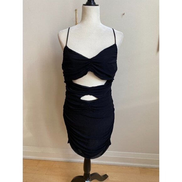 LULUS Bnwot Women Sz Xlarge "Spice Up The Night" Mesh Black Cut Out Dress - Picture 2 of 6